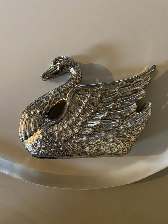 Versilberter Schwan Serviettenhalter, Tischdekoration, Metall (Foto 4 von 8)