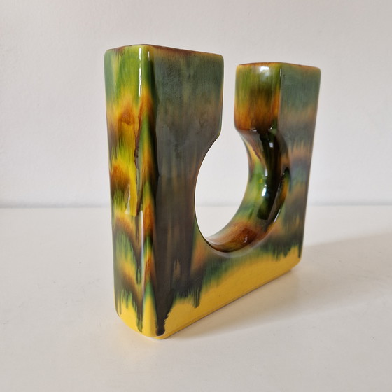 Image 1 of Vintage blok vaas keramieke dubbele vaas bloempot