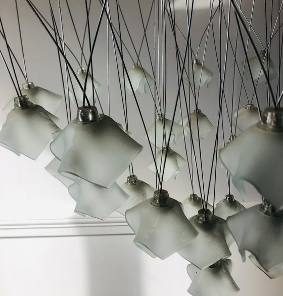 Image 1 of Lucciole cascade kroonluchter van MetalSpot, Italië, chroom en matglas