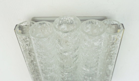 Image 1 of no. 2/2 - doria mid century WALL LAMP sconce with 5 glass tubes 1960s ice glass lamp - 2 available