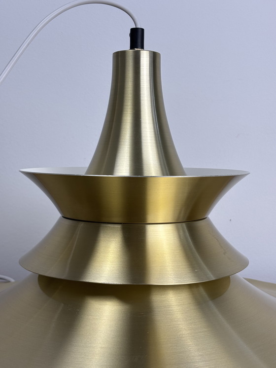 Image 1 of Lyskær Belysning Deense moderne koperen hanglamp, Spoetnik Design, Space Age, jaren 60, 70, industrieel ontwerp, minimalistisch,