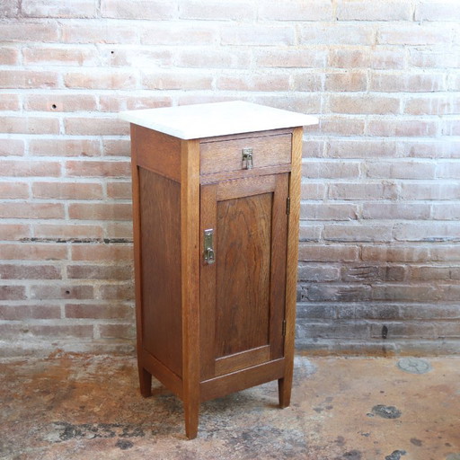 Vintage tall marble bedside table