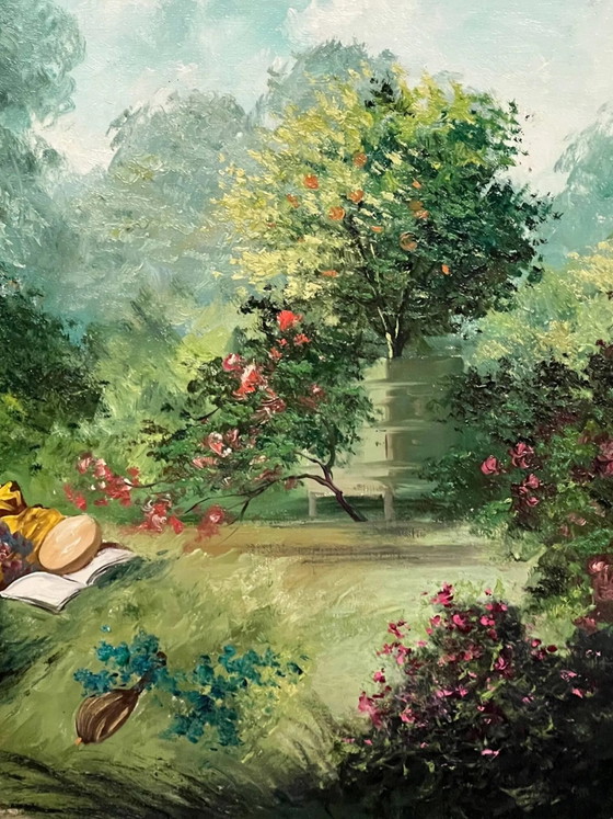 A. Desmet "Romantische scène". – Schilderijen & Tekeningen, Canvas (photo 4 of 7)