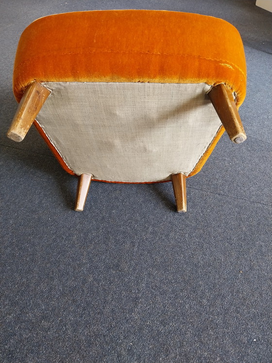 Image 1 of 1 x Fauteuil en velours orange des années 1960 par Theo Ruth artifort.