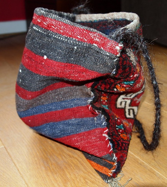 Image 1 of Handmade vintage Turkish Anatolian bag 1.1' x 1.1' (34cm x 34cm) 1970 - 1C365