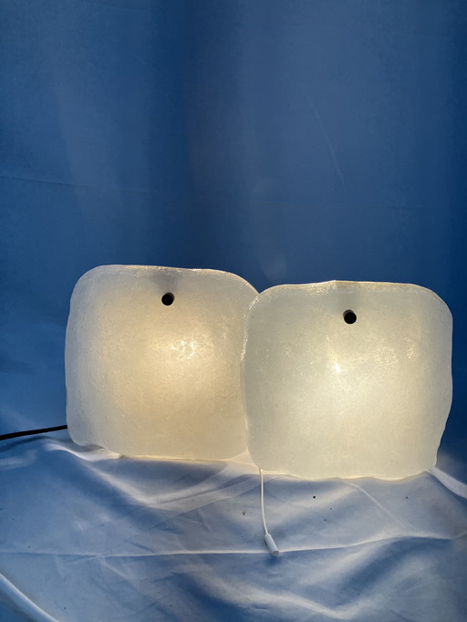 J.T. Kalmar Franken vintage ice glass wall lamps