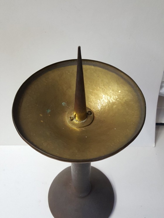 Image 1 of Brass candlestick, unique, wrought iron - hammered, 1940-44