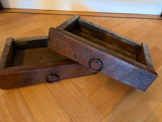 Image 1 of Massief houtensidetable / wandtafel - landelijk - 2 laden