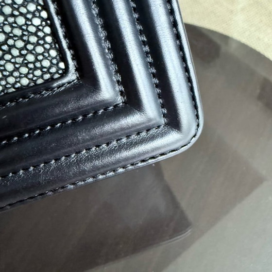 Image 1 of Chanel Boy Small - Small Galuchat Stingray Black Ruthenium Silver Hardware Series 18