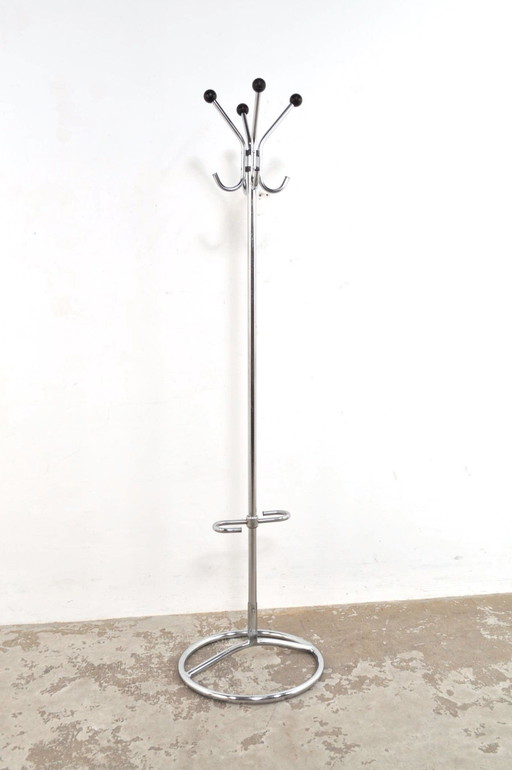 Vintage Chromed Coat Rack With Umbrella Holder 1960s