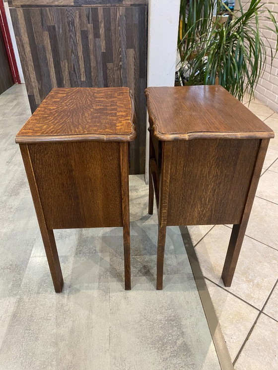 Image 1 of Coppia di comodini in rovere con cassetto e nicchia, anni '50