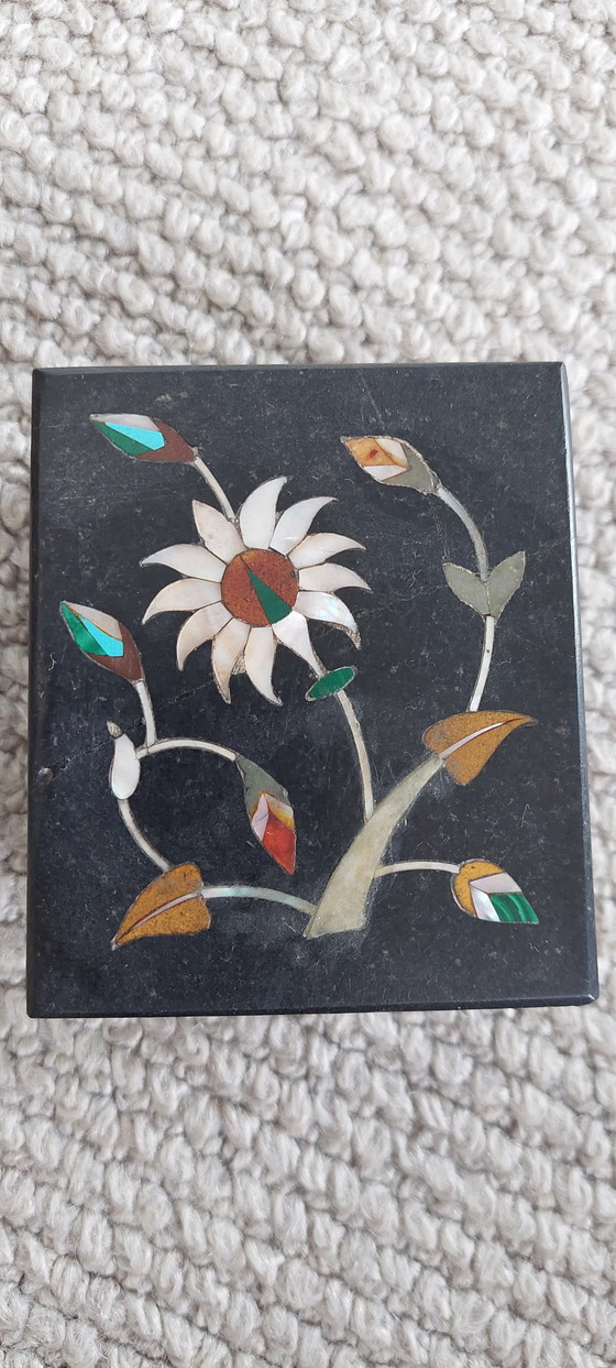 Image 1 of Vintage handmade black marble trinket box