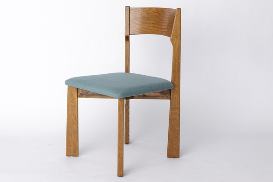 Image 1 of Vintage Oak Chair in the Style of Mauro Pasquinelli – Likely by Baumann, 1970s – Restored, Green Upholstery