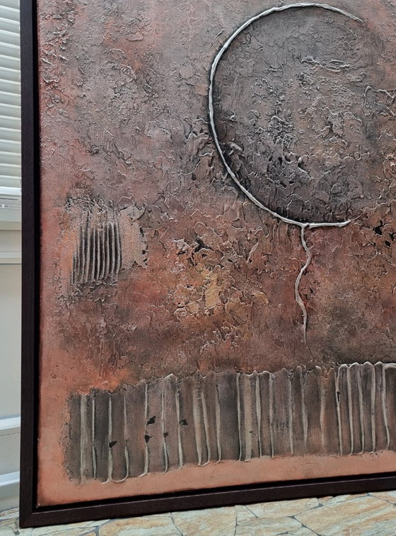 Image 1 of Hand-painted abstract figurative painting metallic 100x150 cm