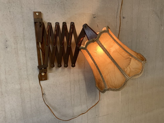 Image 1 of Schaarlamp/ harmonica lamp met varkensleren kap