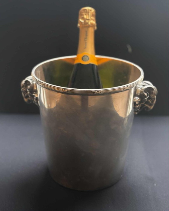 Image 1 of Secchiello per champagne Christofle d'epoca: manici a testa di montone placcati in argento Art Déco francese