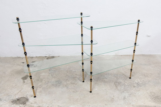 Image 1 of Étagère Présentoir Boulangerie Vitrine de Magasin en Verre et Laiton 1950