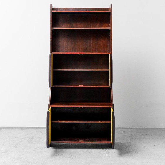 Image 1 of LIBRERIA MOBILE IN LEGNO TESSUTO ANNI '60 VINTAGE MODERNARIATO