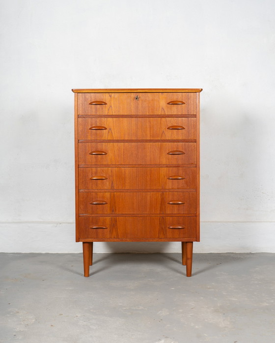 Image 1 of Danish Chest Of Drawers Made Of Teak, 6 Drawers