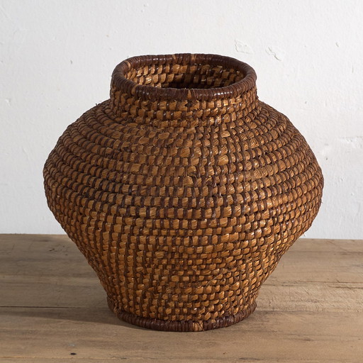 Cesta de mimbre antigua pequeña (c.1920) #2