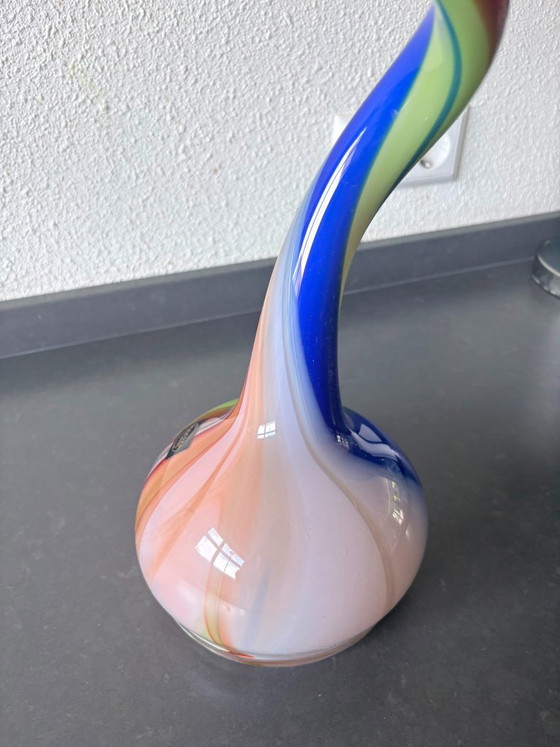 Makora Krosno Polychrome "Corkscrew" Art Glass Vase - 84cm (photo 5 of 5)