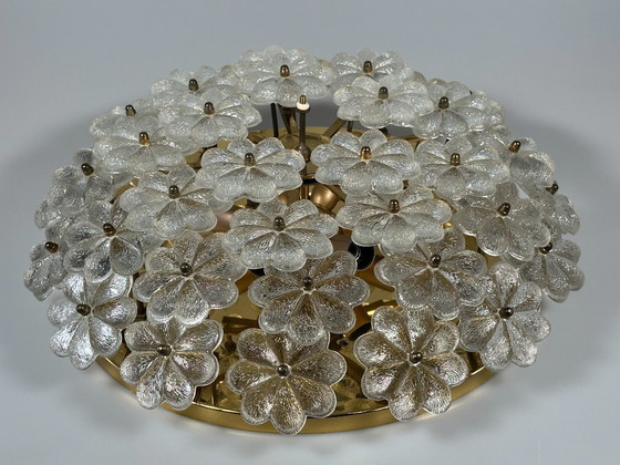 Image 1 of Lampada da soffitto Plafoniere anni '60-'70 Ernst Palme in ottone e vetro Germania