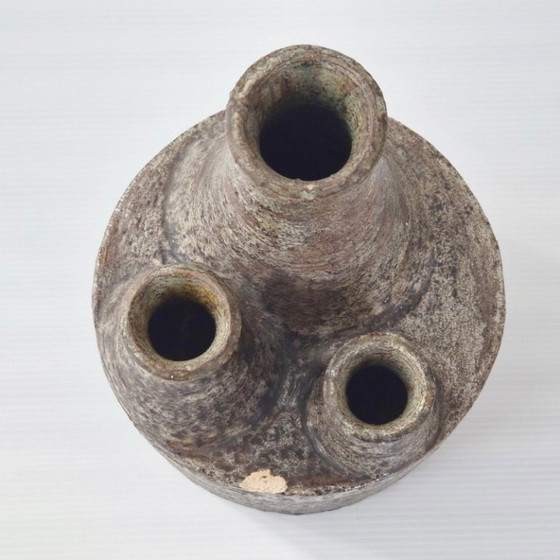 Image 1 of Vintage aardewerk vaas uit de jaren 60, drielobbig, jaren 60, DLG La Borne, Deblander Pouchain