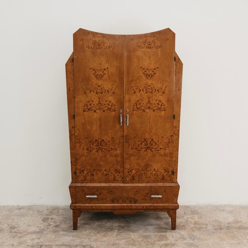 Art Deco kubistische kledingkast in Briar Wood, jaren 1940, modern design