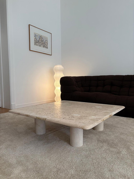 Image 1 of Travertijn salontafel, Angelo Mangiarotti, Italië, jaren 70