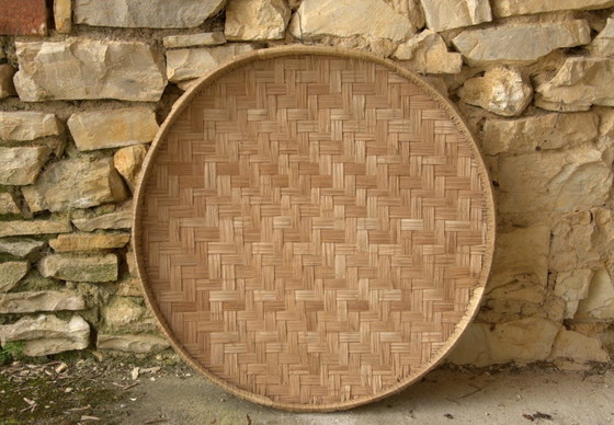 Groot rieten rijstbord, afkomstig uit Cambodja, 66 cm – Wanddecoratie, Wicker, Bamboo (photo 6 of 6)