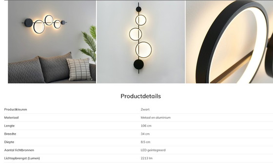 Image 1 of Kosilamp - Large Black Graphic LED Wall Lamp - SARETTI