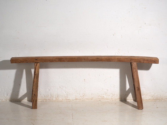 Antieke Iepenhouten Bank, China, circa 1900, Bankjes, Rustic (foto 6 van 7)
