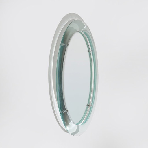 Espejo de pared con marco de cristal curvado de Metalvetro, década de 1970.
