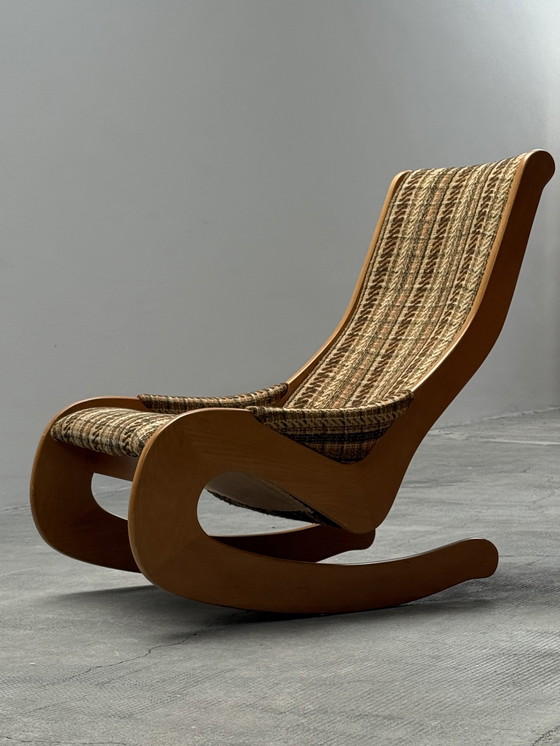 Image 1 of SEDIA A DONDOLO CASALA XL IN LANA BOUCLÉ ​​DI FAGGIO ANNI '60