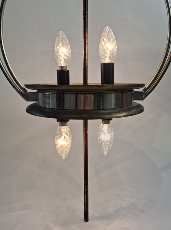 Rare large Space Age pendant lamp Goffredo Reggiani – Reggiani Illuminazione, Chrome, Brass (photo 13 of 14)