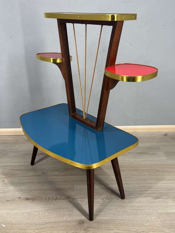 Image 1 of Vintage Formica Mid-Century Plantentafel met Space Age vibes