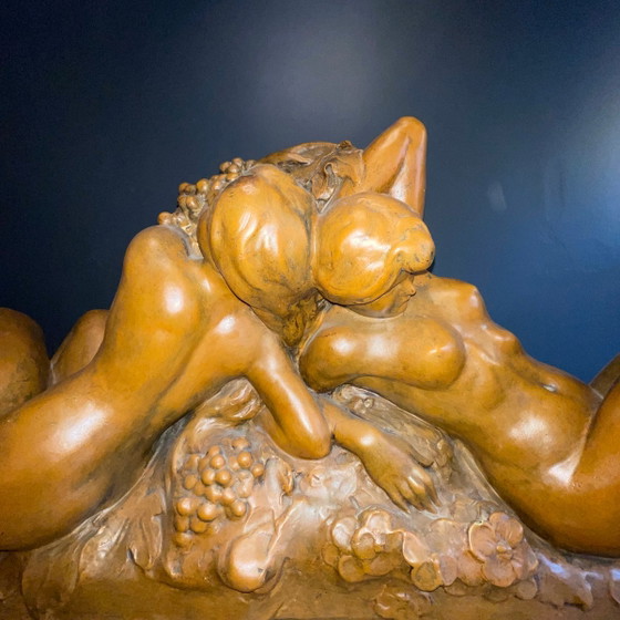 Bacchantes Nude Women & Fruit Sculpture attributed to Jef Lambeau, 1900s – Wood, Barok (photo 2 of 14)