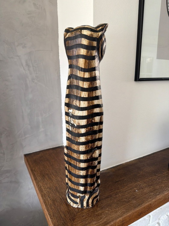 Image 1 of Vintage grote gestreepte kat 50cm hoog