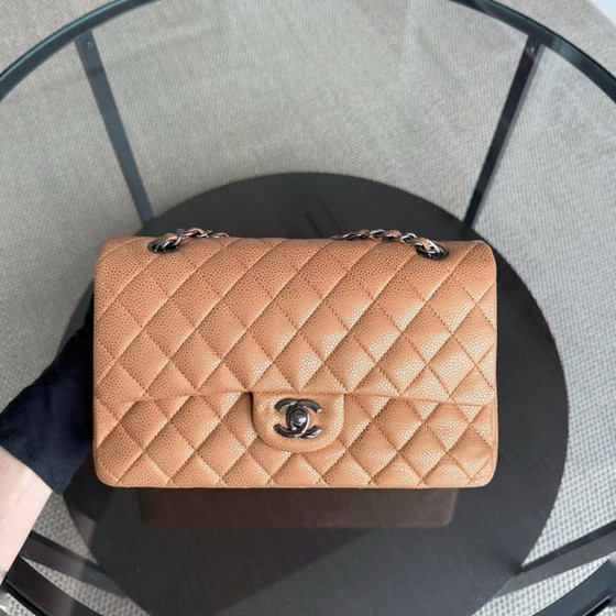 Image 1 of Chanel Classic Flap Medium - 25cm Quilted Caviar Gold Silver Hardware Series 14