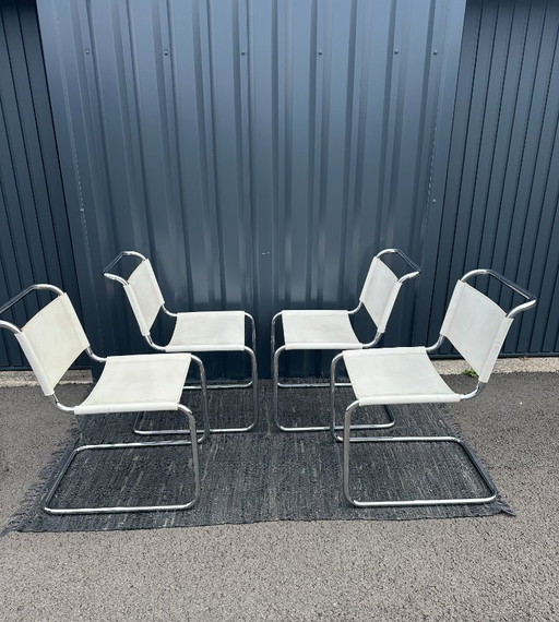 Mart Stam S 33 Chairs – eetkamerstoelen, Chrome, Leather