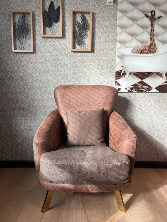 Image 1 of Fauteuil Chesterfield Dareton - Marron - Cuir