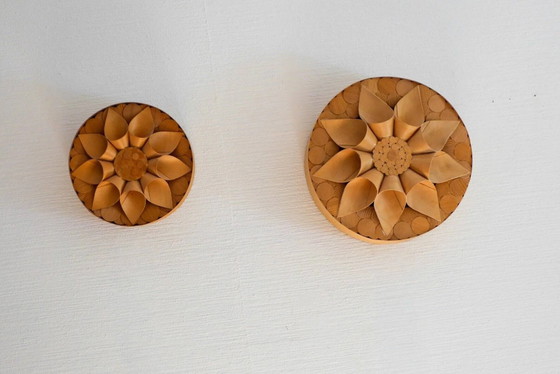 Image 1 of Appliques murales suédoises artisanales en bois, lot de 2