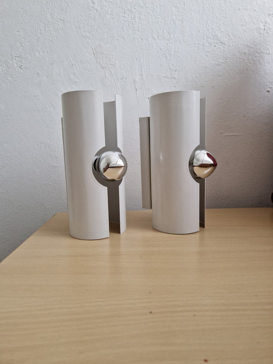 Image 1 of Set van 2 vintage wandlampen spage age design mid century