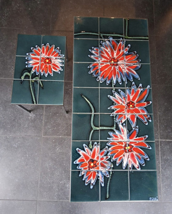 Image 1 of Salontafel met bijzet tafeltje Adri jaren 60/70