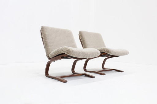 Set of 2 mid century vintage easy chairs 1960s