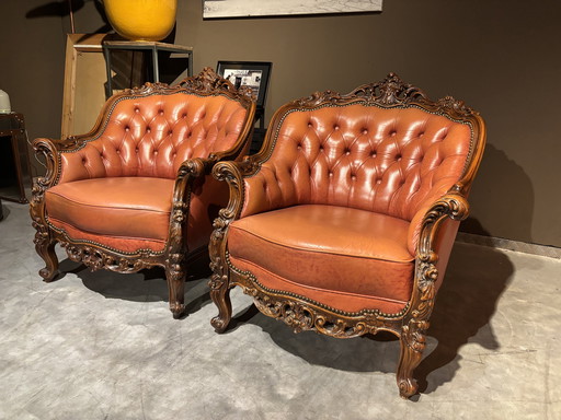 Set Italiaanse Chesterfield Fauteuils