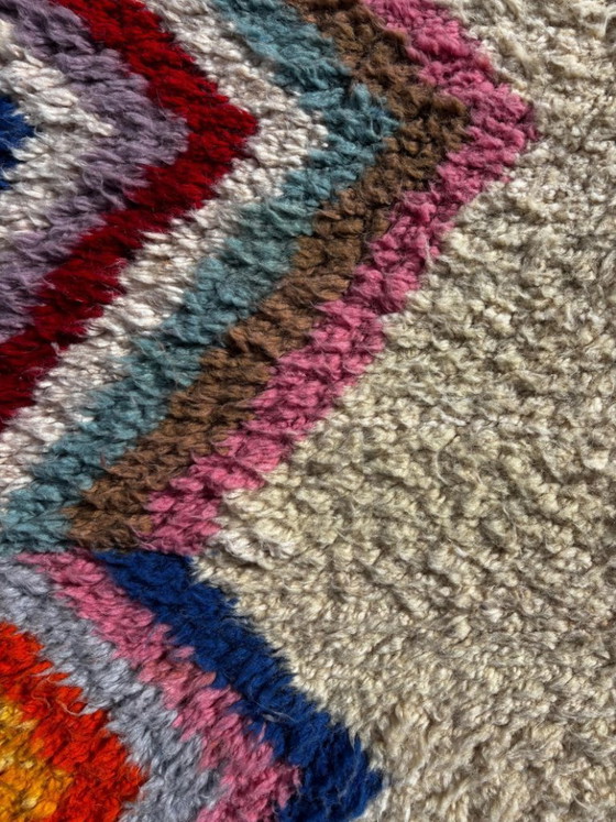Image 1 of Berber Colorful Moroccan Beni Ourain Wool Rug 220x300 cm - Berber Moroccan Rug - Handmade Boho Floor Carpet with Bold Multicolor