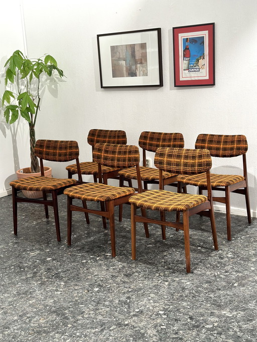 6 Chaises de salle à manger danoises en teck vintage