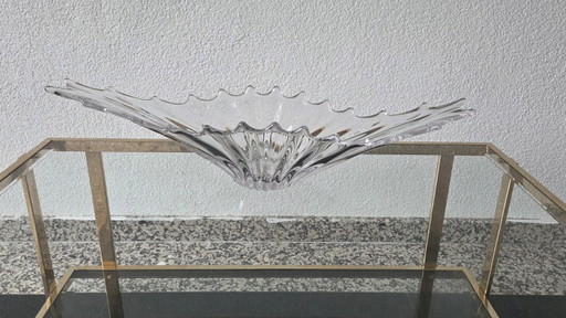 Gran centro de mesa de cristal francés vintage de mediados de siglo (64 cm)