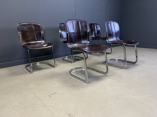 Sillas de comedor vintage de Willy Rizzo para Cidue, juego de 5, década de 1970